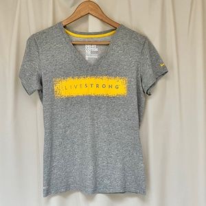 Nike Livestrong DRI-FIT cotton v neck t shirt medium